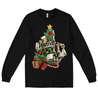 Black Festive af Christmas middle finger Long Sleeve Tee - NancyCooperArtShop