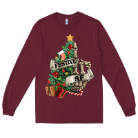 Burgundy Festive af Christmas middle finger Long Sleeve Tee - NancyCooperArtShop