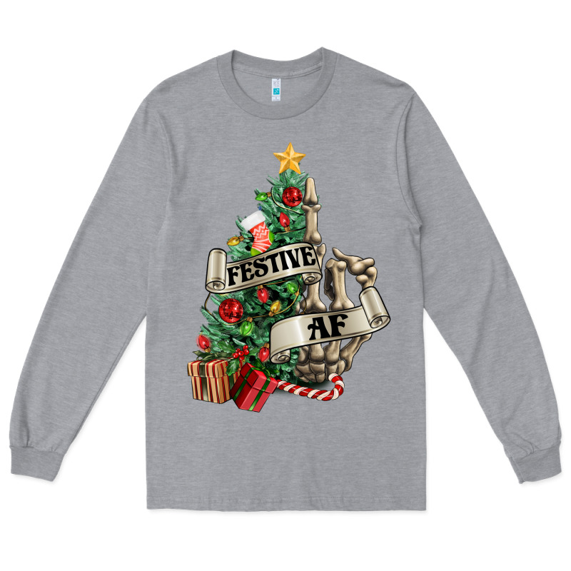 Festive Af Christmas Middle Finger Long Sleeve Tee by NancyCooperArtShop | Teevron