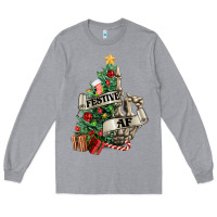 Heather Grey Festive af Christmas middle finger Long Sleeve Tee - NancyCooperArtShop