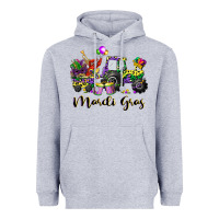 Heather Grey mardi gras tractor Heavyweight Hoodie - CowGirlArtShop