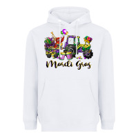 White mardi gras tractor Heavyweight Hoodie - CowGirlArtShop