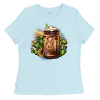 Baby Blue sunflower coffee cup cactus Ladies Tee - JahusDesignShop