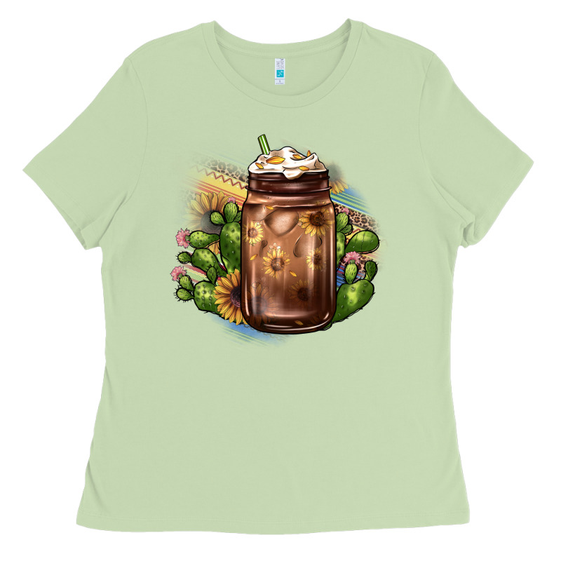 Sunflower Coffee Cup Cactus Ladies Tee by JahusDesignShop | Teevron