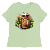 Matcha sunflower coffee cup cactus Ladies Tee - JahusDesignShop