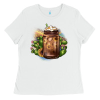White sunflower coffee cup cactus Ladies Tee - JahusDesignShop