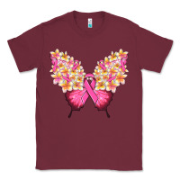 Burgundy Pink ribbon Breast Cancer butterfly Classic Tee - NancyCooperArtShop