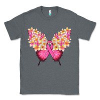 Charcoal Heather Pink ribbon Breast Cancer butterfly Classic Tee - NancyCooperArtShop