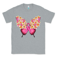 Heather Grey Pink ribbon Breast Cancer butterfly Classic Tee - NancyCooperArtShop