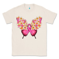 Natural Pink ribbon Breast Cancer butterfly Classic Tee - NancyCooperArtShop