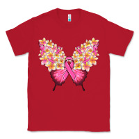 Red Pink ribbon Breast Cancer butterfly Classic Tee - NancyCooperArtShop