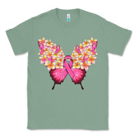 Sage Pink ribbon Breast Cancer butterfly Classic Tee - NancyCooperArtShop