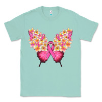 Seafoam Pink ribbon Breast Cancer butterfly Classic Tee - NancyCooperArtShop