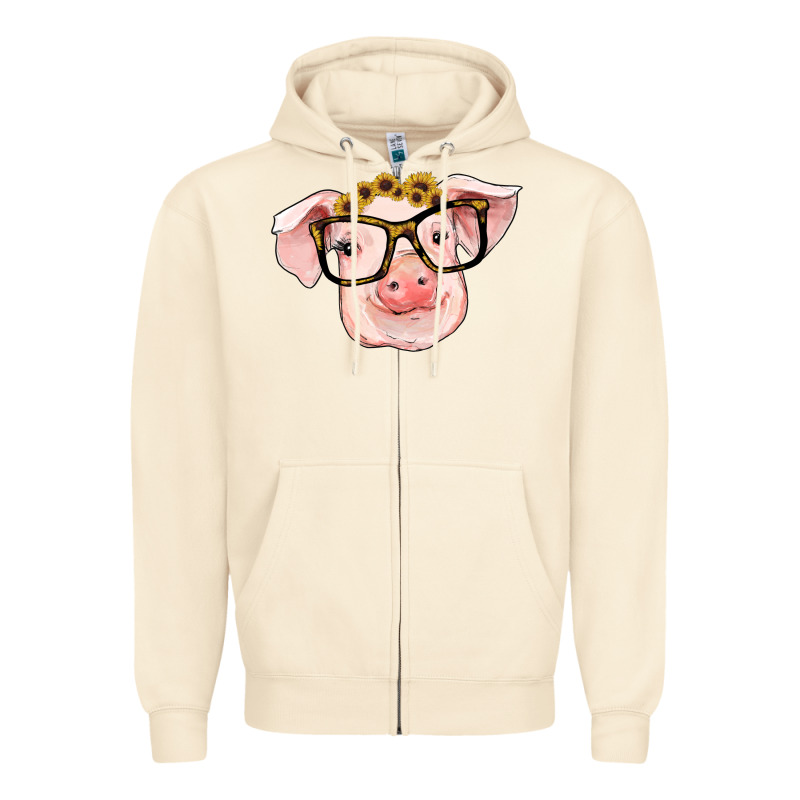 Sunflowers With Pig Zipper Hoodie by RanaPortraitStore | Teevron
