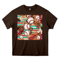 Chocolate Brown baseball leopard cowhide turquoise seamless pattern Heavy Core Tee - JahusDesignShop
