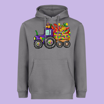 Mardi Gras Tractor Heavyweight Hoodie Designed By Cowgirlartshop