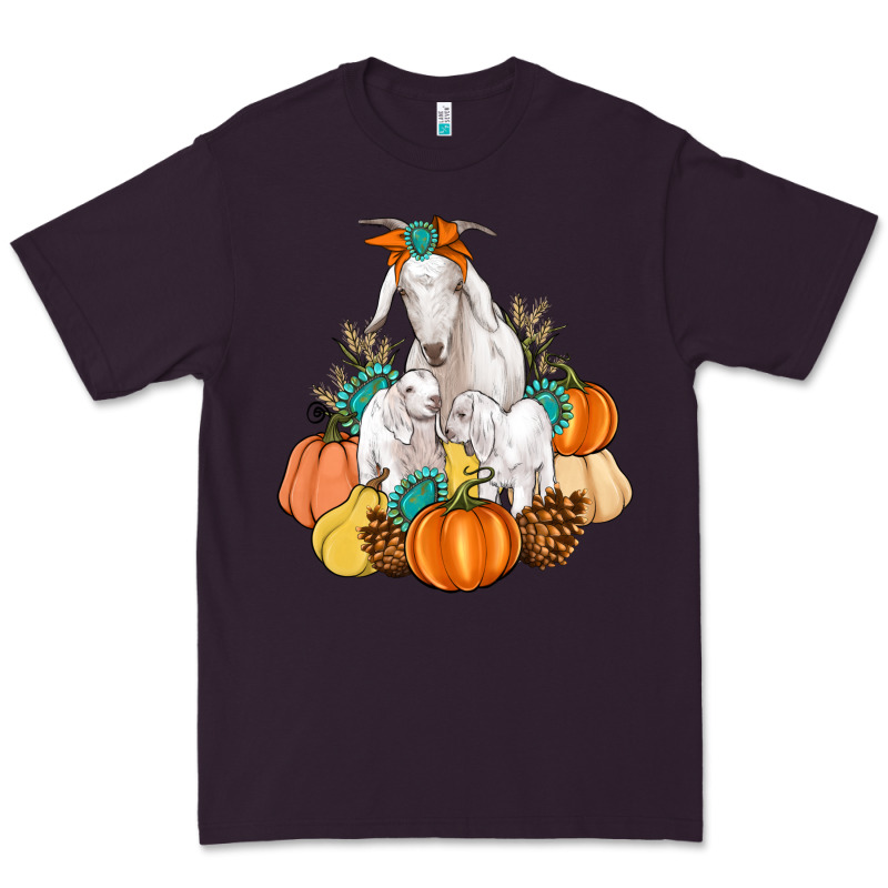 Goat Family Fall Pumpkins Gemstone Premium Tee by Artiststas | Teevron