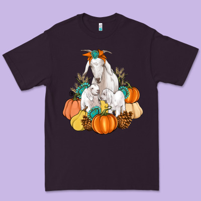 Goat Family Fall Pumpkins Gemstone Premium Tee Designed By Artiststas