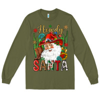 Army Green Howdy Santa Long Sleeve Tee - NancyCooperArtShop