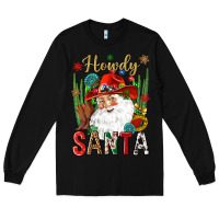 Black Howdy Santa Long Sleeve Tee - NancyCooperArtShop