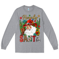 Heather Grey Howdy Santa Long Sleeve Tee - NancyCooperArtShop
