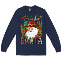 Navy Howdy Santa Long Sleeve Tee - NancyCooperArtShop