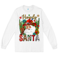 White Howdy Santa Long Sleeve Tee - NancyCooperArtShop