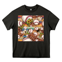 Asphalt baseball leopard cowhide sunflower seamless pattern Heavy Core Tee - JahusDesignShop