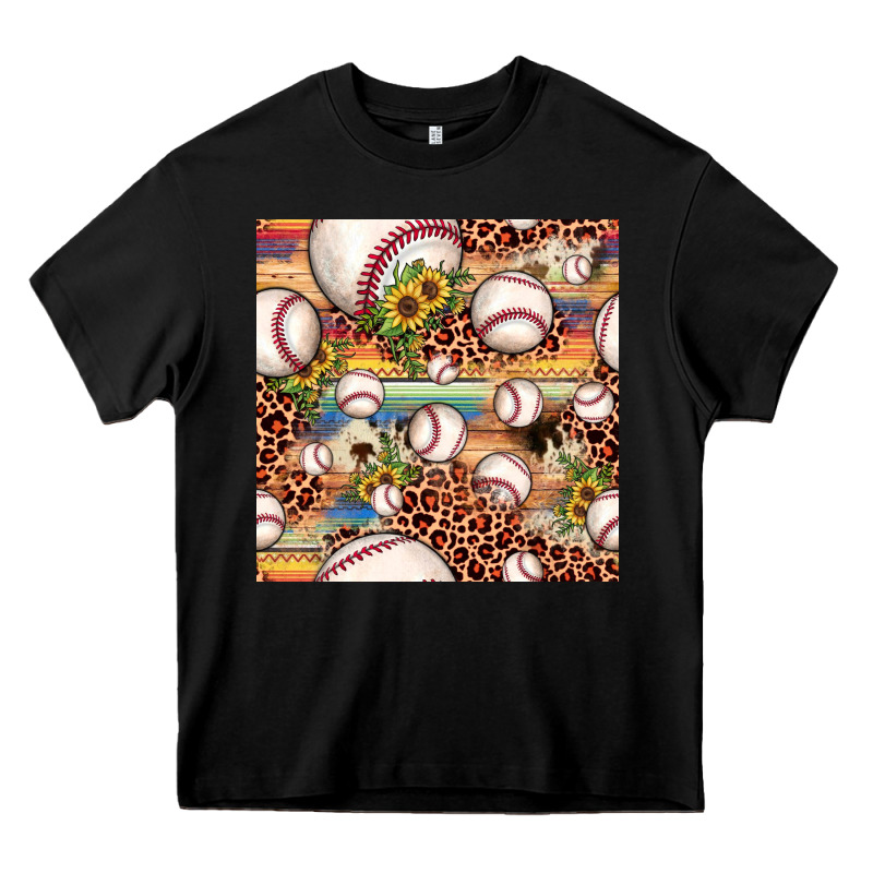 Baseball Leopard Cowhide Sunflower Seamless Pattern Heavy Core Tee by JahusDesignShop | Teevron