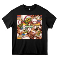 Black baseball leopard cowhide sunflower seamless pattern Heavy Core Tee - JahusDesignShop