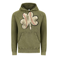 Vintage Olive baseball distressed shamrock Vintage Hoodie - MaliasSmallBusiness
