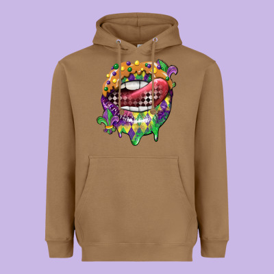 Mardi Gras Lips Heavyweight Hoodie Designed By Cowgirlartshop
