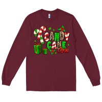 Burgundy Candy Cane Crew Long Sleeve Tee - MaliasSmallBusiness