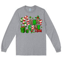 Heather Grey Candy Cane Crew Long Sleeve Tee - MaliasSmallBusiness
