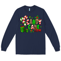 Navy Candy Cane Crew Long Sleeve Tee - MaliasSmallBusiness