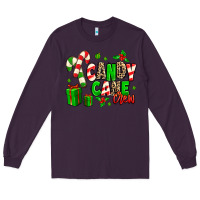 Plum Candy Cane Crew Long Sleeve Tee - MaliasSmallBusiness