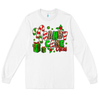 White Candy Cane Crew Long Sleeve Tee - MaliasSmallBusiness