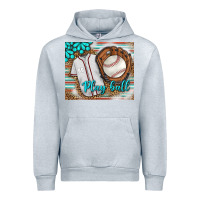 Heather Grey Baseball Play Ball With Leopard Mousepad Urban Hoodie - BundleAndBundleShop