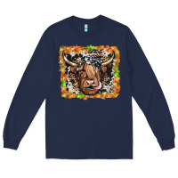 Navy highland cow Long Sleeve Tee - JahusDesignShop