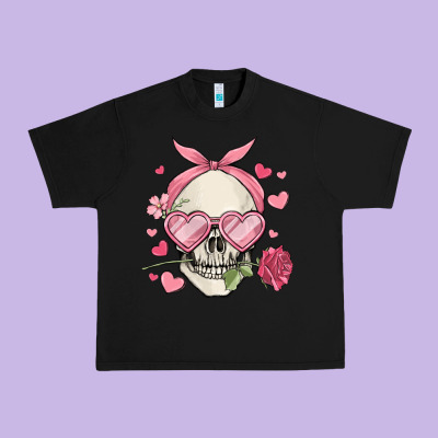 Valentine's Day Skull Urban Heavy Tee Designed By Maliassmallbusiness