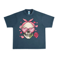 Midnight Navy valentine's day skull Urban Heavy Tee - MaliasSmallBusiness