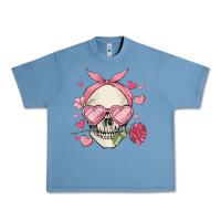 Pebble Blue valentine's day skull Urban Heavy Tee - MaliasSmallBusiness
