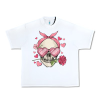 White valentine's day skull Urban Heavy Tee - MaliasSmallBusiness