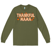 Army Green Thankful Mama Long Sleeve Tee - MaliasSmallBusiness