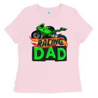Bubblegum Pink racing dad with racing motorcycle Ladies Tee - AdoDesignShop