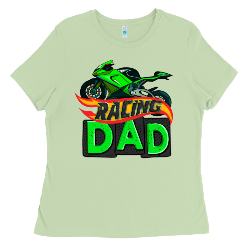 Racing Dad With Racing Motorcycle Ladies Tee by AdoDesignShop | Teevron