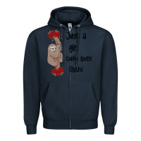 Navy just a girl who loves sloths Zipper Hoodie - Bettercallsaul