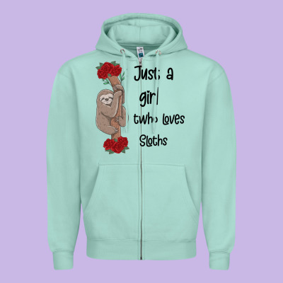 Just A Girl Who Loves Sloths Zipper Hoodie Designed By Bettercallsaul