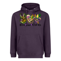 Plum peace love mardi gras Heavyweight Hoodie - CowGirlArtShop