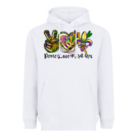White peace love mardi gras Heavyweight Hoodie - CowGirlArtShop